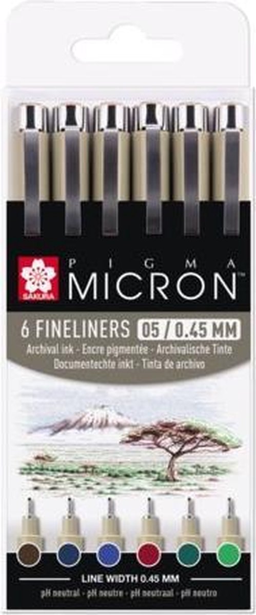 Afbeelding laden in galerijviewer, Sakura pigma micron 05 etui met 6 aardekleuren
