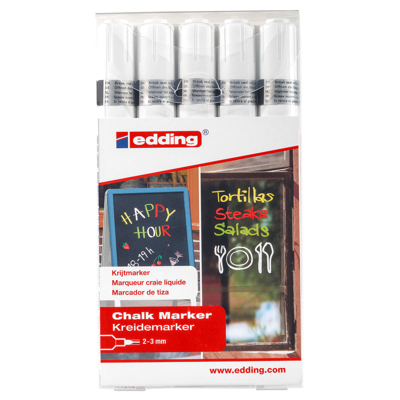 Load image into Gallery viewer, Edding 4095 • krijtmarker 2-3mm assorti wit 5pcs
