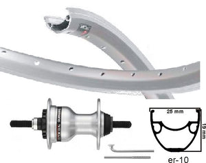 Kgs voorwiel 28 inch (622) mach-1 er-10 velg zilver rollerbrake vaste as