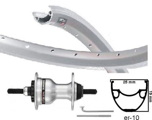 Kgs voorwiel 28 inch (622) mach-1 er-10 velg zilver rollerbrake vaste as
