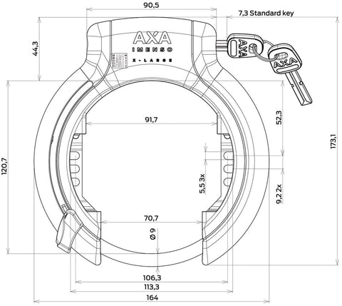 Ringslot Axa Imenso X Large met vaste sleutel - zwart (werkplaatsverpakking)