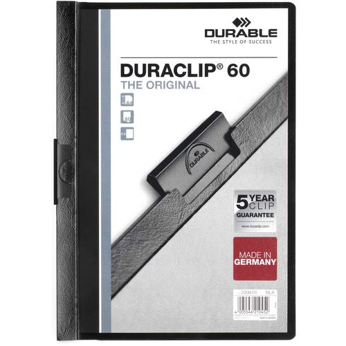 Durable klemmappen kunststof a4 22,5x31cm zwart schuifklem capaciteit