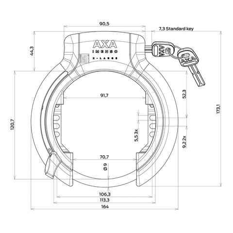 AXA ringslot Imenso X-Large 90mm ART** met plug-in optie