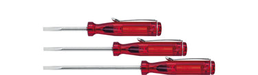Wiha 5003 kleine schroevendraaier sleufkop transparantrood, met clip 3.0 mm x 80 mm - 01539