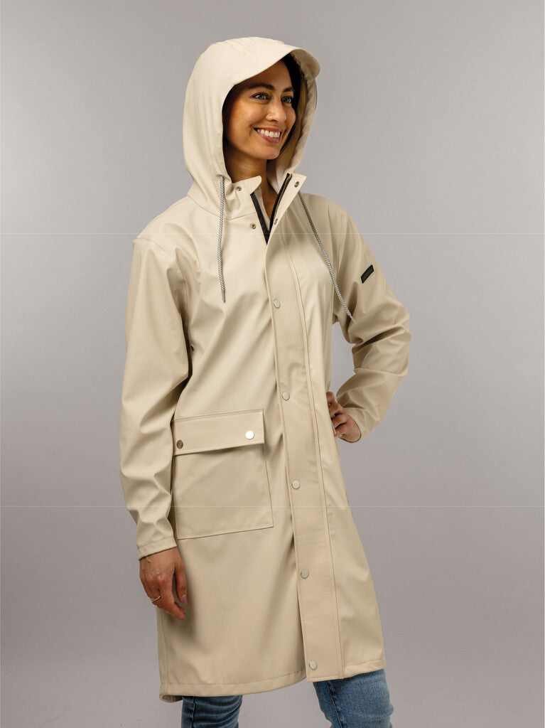 Load image into Gallery viewer, Mirage regenjas rainfall trenchcoat - maat m - gemaakt van polyester soft touch - off white
