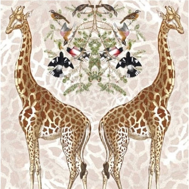 Kaart+envelop giraffe. 16x16 cm