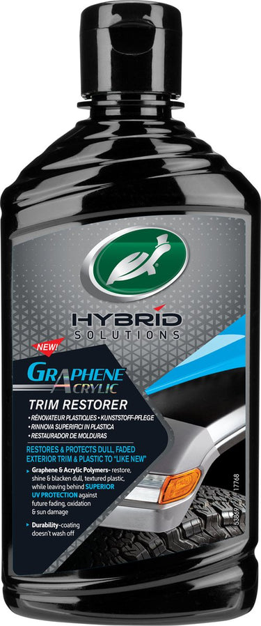 Turtle wax hs trim restorer - herstelt beschermt dof vervaagd kunststof – verdiept de zwarte kleur - superieure uv bescherming - bestand tegen wassen weersinvloeden - 296ml
