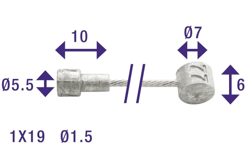 Load image into Gallery viewer, Edge rem binnenkabel 2250 mm met 2 nippels
