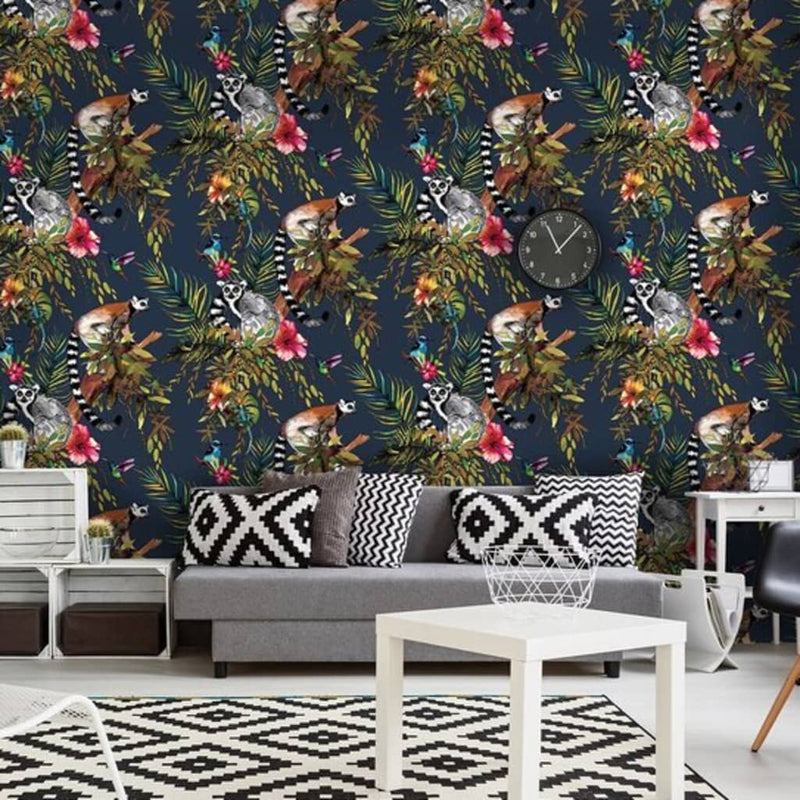 Load image into Gallery viewer, Dutch wallcoverings behang aap petrolblauw
