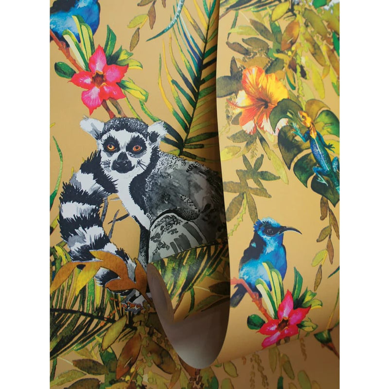 Load image into Gallery viewer, Dutch wallcoverings behang lemur oker
