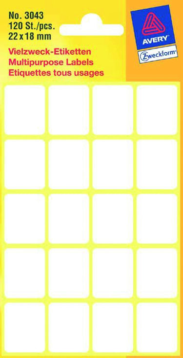 Kangaro etiket zweckform 22x18mm wit blister a 120 etiketjes. bundel a 10 pakjes