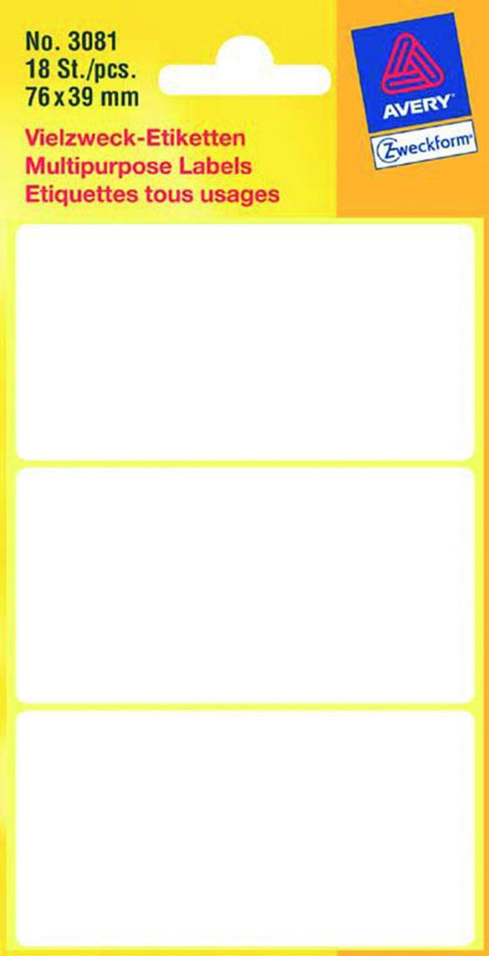 Kangaro etiket wit 76x39mm pak a 10 stuks