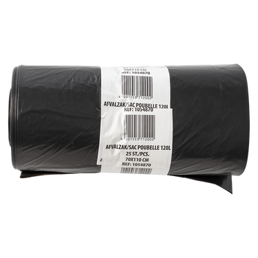 1054870 - afvalzak 120 liter, zwart ldpe25 st per rol | 10 stuks
