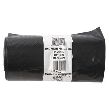 1054870 - afvalzak 120 liter, zwart ldpe25 st per rol | 10 stuks