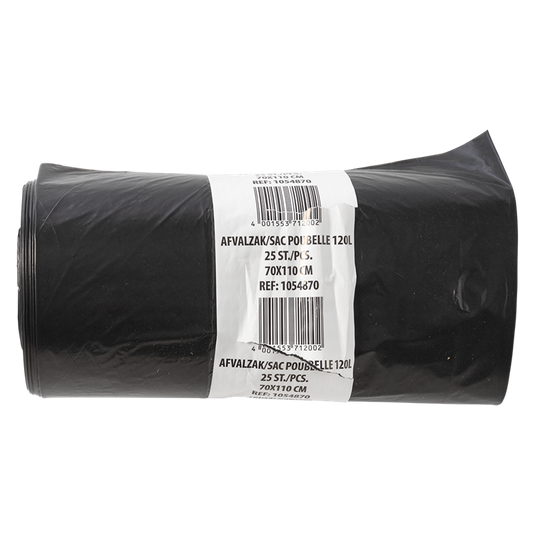 1054870 - afvalzak 120 liter, zwart ldpe25 st per rol | 10 stuks