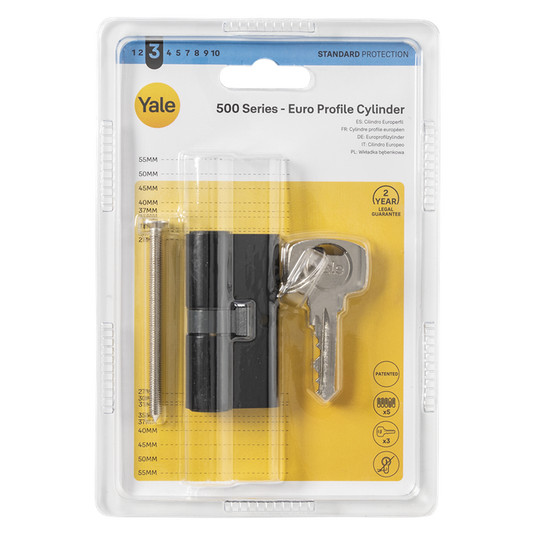 Yale 1070952 - profielcilinder 500 zwartmat 60mm (30 30) | 5 stuks