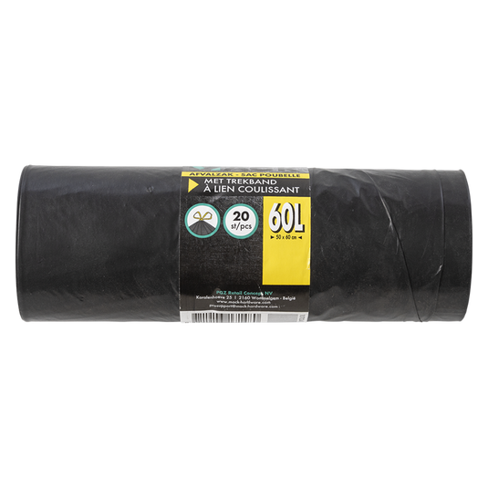 1070341 - afvalzak met trekband 60l 20st | 15 stuks