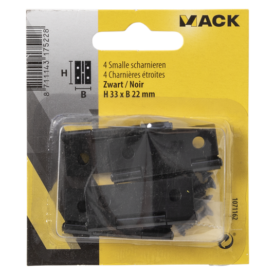 Mack 1071162 - 4 smalle scharnieren zwart h 33 x b22 mm | 5 stuks
