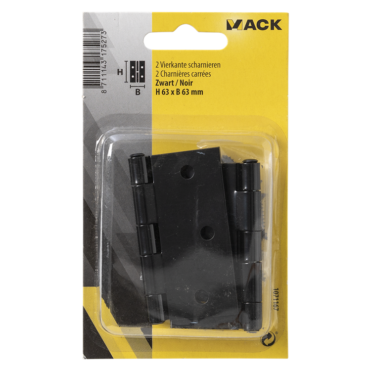 ギャラリービューアに画像をロードする, Mack 1071167 - 2 vierkante scharnieren zwart h63 x b63 mm | 5 stuks
