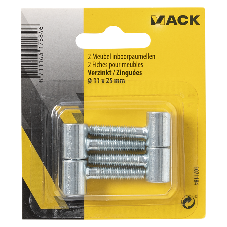 ギャラリービューアに画像をロードする, Mack 1071184 - 2 meubel inboorpaumellen verzinkt ø 11 x 25 mm | 5 stuks
