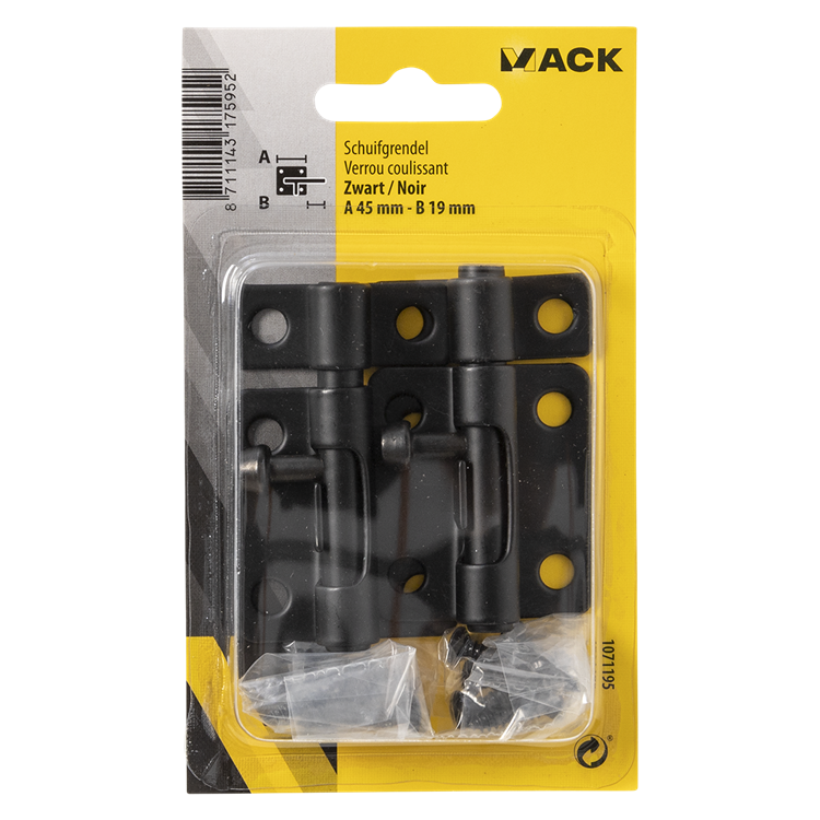 ギャラリービューアに画像をロードする, Mack 1071195 - 2 grendels zwart a 45 mm b 19 mm | 6 stuks
