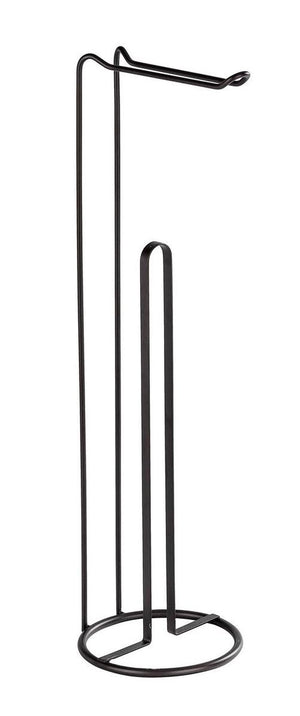 Wenko toiletrolhouder 2-in-1 lugano mat zwart staal - reserverolhouder - toiletpapier houder vrijstaand - wc rolhouder staand - zwart