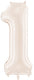 Partydeco fluwelen folieballon cijfer 1 in beige 86cm