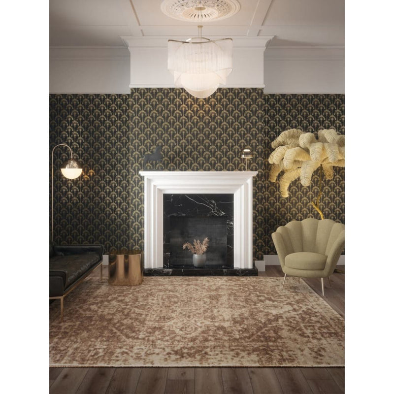 Load image into Gallery viewer, Dutch wallcoverings behang palm palace zwart en goudkleurig
