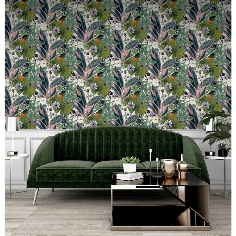 Load image into Gallery viewer, Dutch wallcoverings dutch wallcoverings behang passion flower wit en groen
