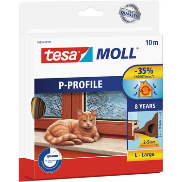 Tesa 1076419 - moll p-profiel l 10m bruin9x5,5mm afdichtingstape | 2 stuks