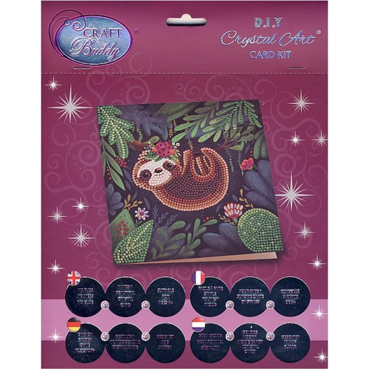 Craft buddy crystal art kaart luiaard 18x18 cm