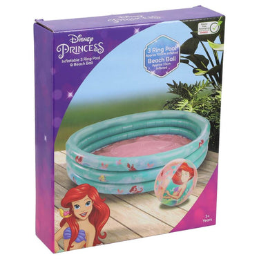 Disney princess 3 rings zwembad ariel + strandbal blauw roze