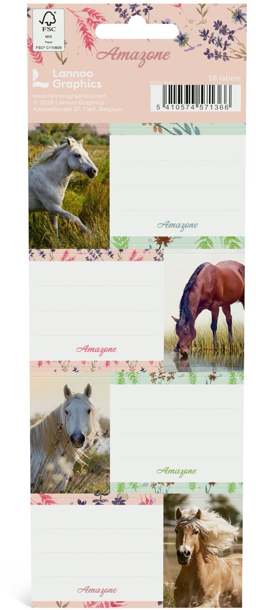 Amazone zelfklevende schooletiketten - set van 16 stuks
