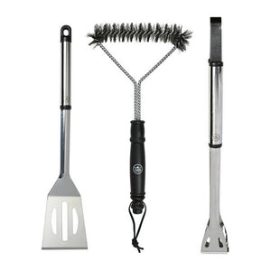 Interbosch flamecraft bbq gereedschapset 3-delig zwart rvs