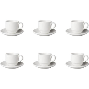 Mammoet kop en schotel budgetline breed 200ml porselein wit (set van 6 )