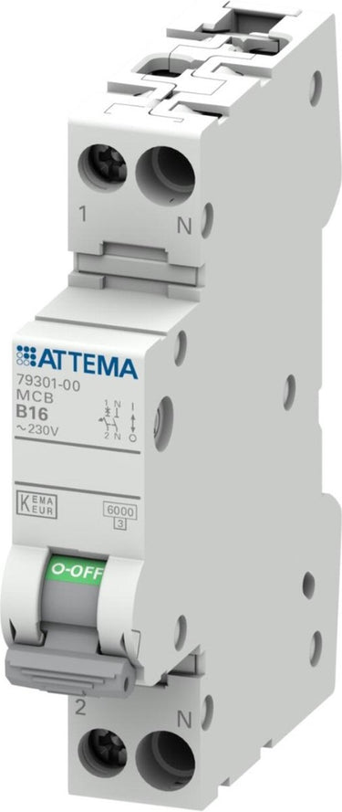 Attema at90200 - installatieautomaat 1p+n, 16a, b-kar