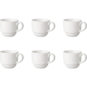 Mammoet koffiekop breed 200ml porselein wit (set van 6) dia7,5x7cm