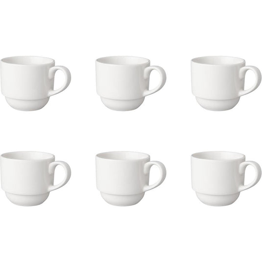 Mammoet koffiekop breed 200ml porselein wit (set van 6) dia7,5x7cm