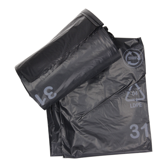1054872 - afvalzak 60l, zwart ldpe 20 st per rol | 15 stuks