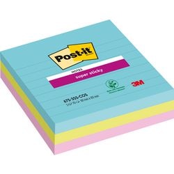 Notes post-it super sticky 101x101mm assorti pak 3 stuks 70 vel