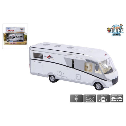 Kids globe die-cast carthago camper met licht, 16cm
