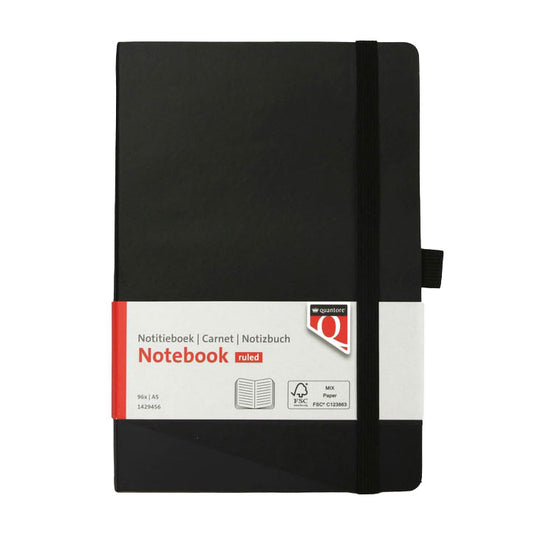 Quantore notitieboek a5 flex lijn 192blz 80gr zwart