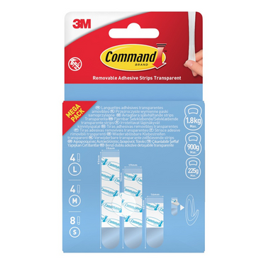 3m 1075982 - command kleefstrips set 16st 8s + 4m + 4l doorzichtg verwijdrbr | 12 stuks
