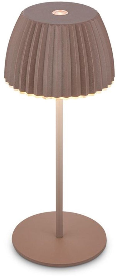 B.k.licht briloner champ mini - oplaadbare mini tafellamp - snoerloze lamp - met touch dimbaar - voor binnen en buiten - german design award winner 2025 - bruin - ø8,5 x 20cm