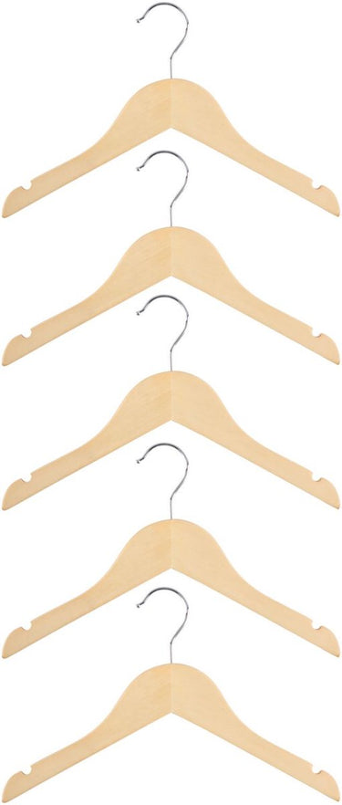 Alpina kinder kledinghangers hout – 5 stuks - kleerhangers - kinderhangers - houtkleurig