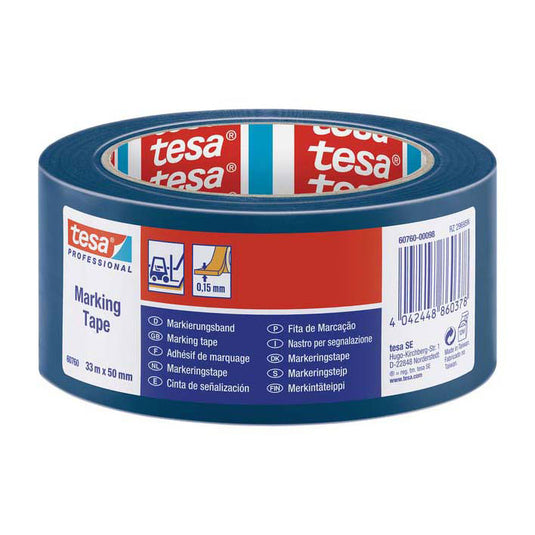 Tesa flex® - waarschuwingsband - blauw - 33m - 50mm
