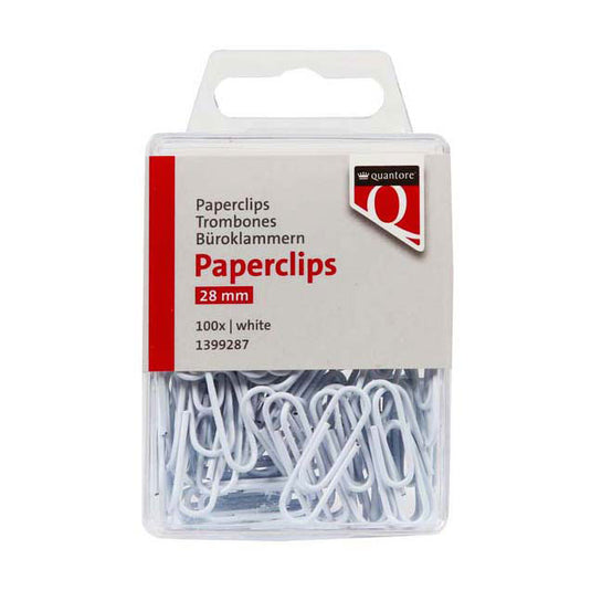 Quantore paperclip 28mm wit, 100st.