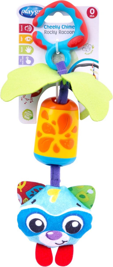 Playgro chime rocky wasbeer hangspeeltje - kinderwagen accessoire - wandelwagenspeeltje - hangspeeltje - kinderwagenspeeltje - baby speelgoed - baby speelgoed met geluid - kinderwagenaccessoire - buggyaccessoire- educatief speelgoed