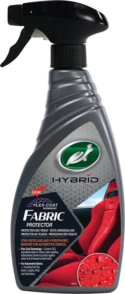 Turtle wax hs fabric protector - textiel beschermer - beschermt tegen vervuiling op water en oliebasis - voor alle cabrio daken – ook voor bekleding, tapijt, matten deurbekleding - 500ml