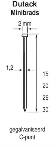 Dutack 1.2mm minibrads | 30mm | 5000 stuks - 5134031